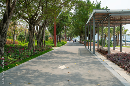 Gardens and fitness trails of Binhai Park in Shenzhen, China