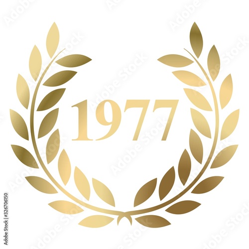 Year 1977 gold laurel wreath vector isolated on a white background 