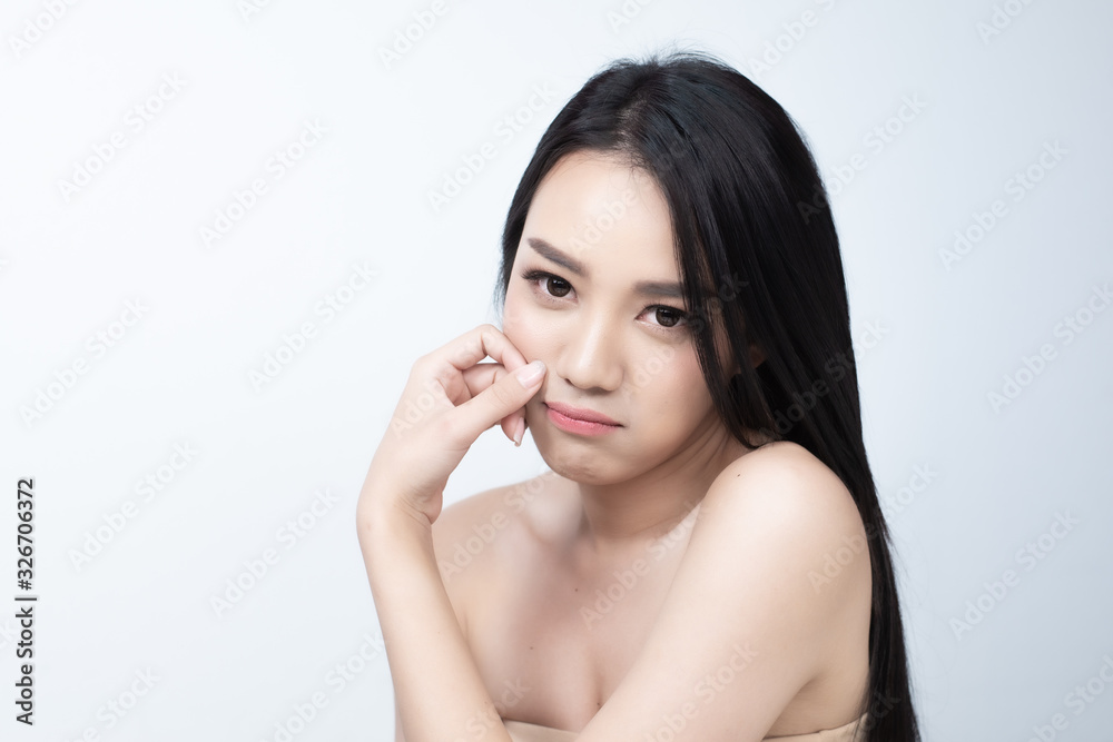 Young happy beauty healthy Asian woman smiles happy face. portrait charming girl Young women wearing bare shoulders dresses skin care concept. Young happy beauty healthy Asian woman smiles happy face. portrait charming girl Young women wearing bare shoulders dresses skin care concept.