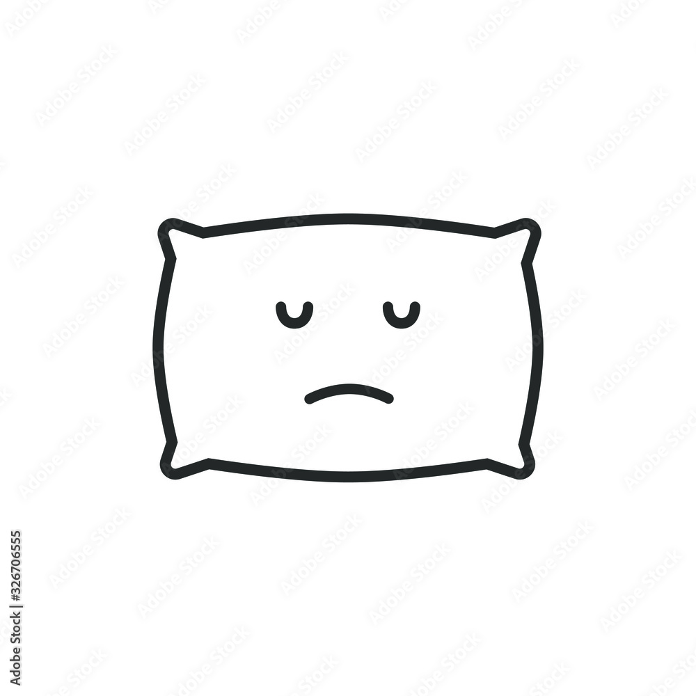 Sad pillow border icon on white background. Emotions Sad pillow border icon on white background. Emotions