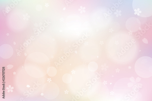 カラフルな桜の花びらが舞う背景