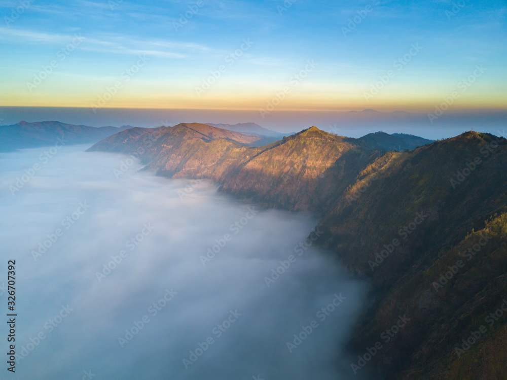 aerial view of mountain with beautiful scenery. aerial view of mountain with beautiful scenery.
