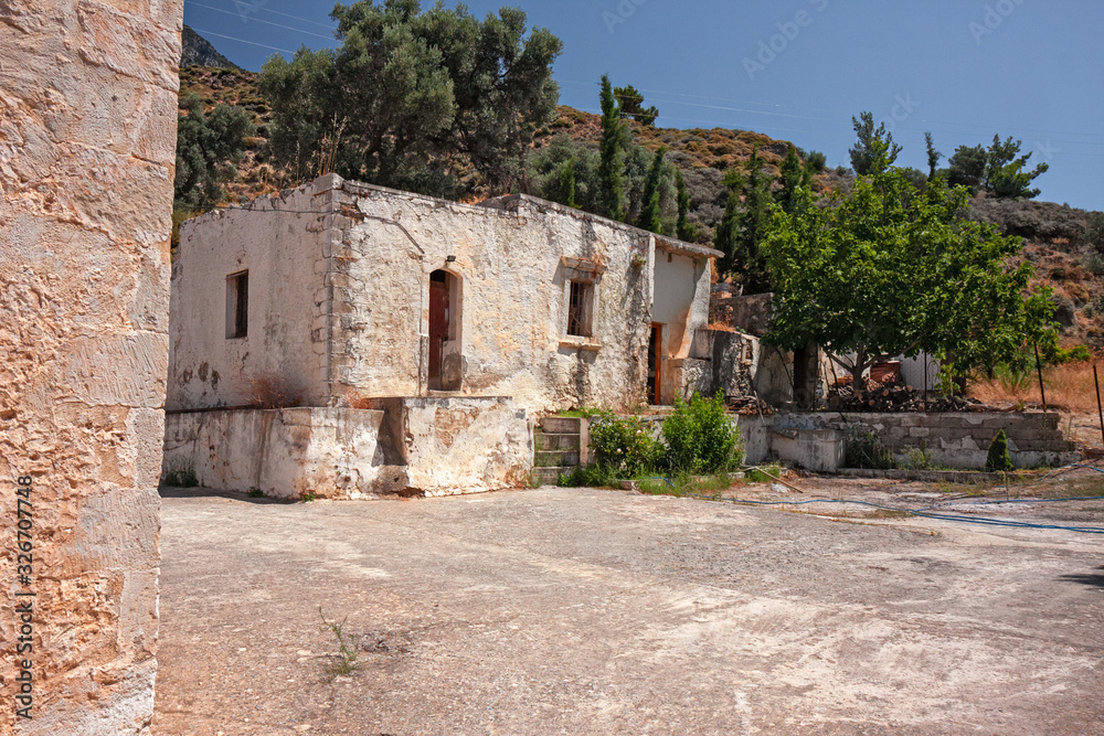 Religious site of the Orthodox Vrontisi monastery on Crete in Greece.
