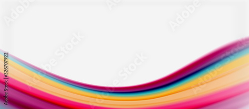 Wave lines abstract background, smooth silk design with rainbow style colors. Liquid fluid color waves. Vector Illustration