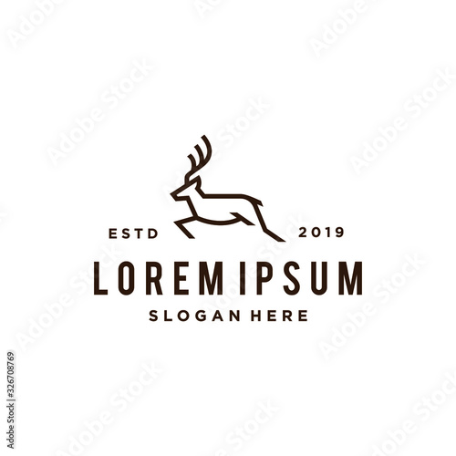 deer logo moose elk logo outline lineart vector icon