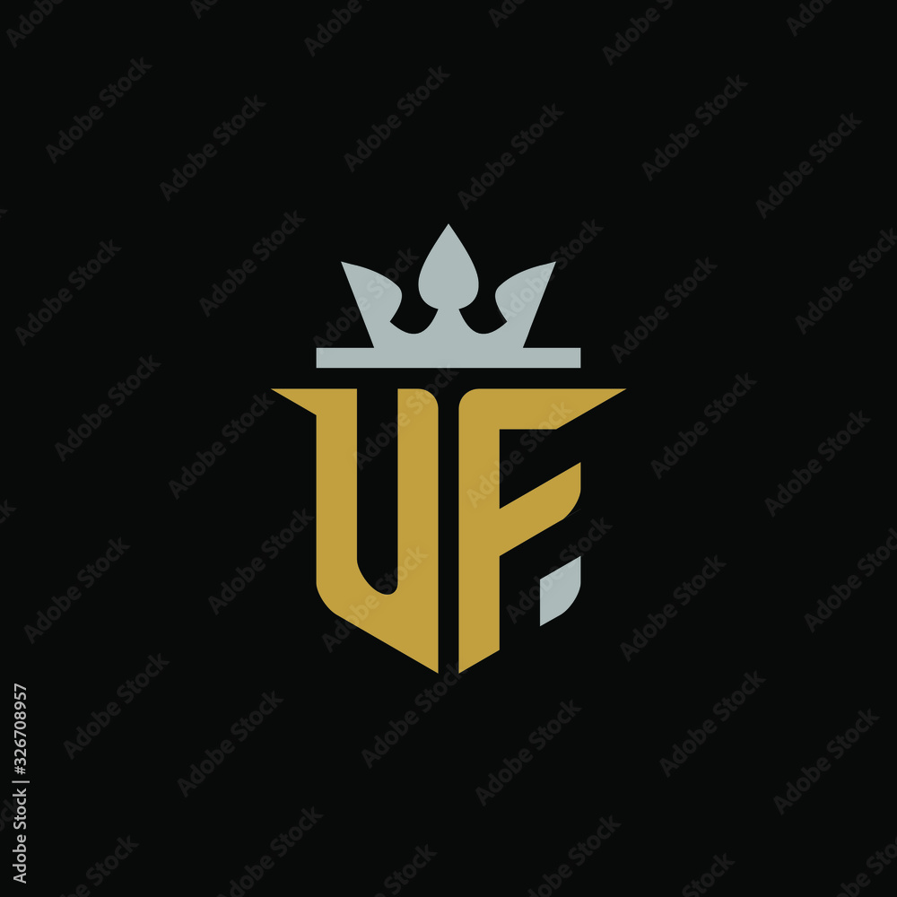 Initial Letter UF with Shield King Logo Design Initial Letter UF with Shield King Logo Design