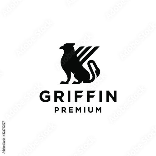 griffin logo mythical elegant luxury vintage hipster label illustration vector