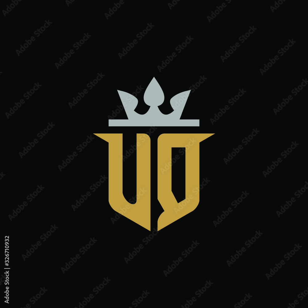 Initial Letter UQ with Shield King Logo Design Initial Letter UQ with Shield King Logo Design