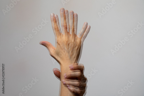 Foto Visual defect that causes diplopia, double perception of an image, close-up of t