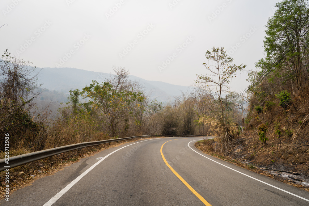 Pollution at mountain on dry season in Chiangmai Thailand.