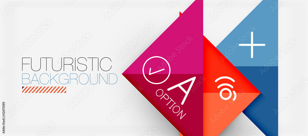 Abstract background, geometric business multicolored paper infographic - triangle frames for text, icons or graphics on light background with copyspace. Vector Illustration For Wallpaper, Banner Abstract background, geometric business multicolored paper infographic - triangle frames for text, icons or graphics on light background with copyspace. Vector Illustration For Wallpaper, Banner