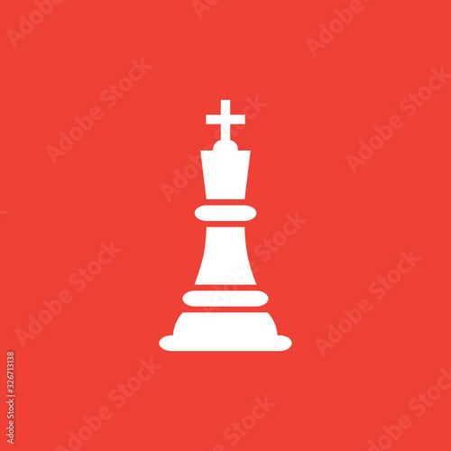 Chess King Icon On Red Background. Red Flat Style Vector Illustration. © Stock Ninja Studio