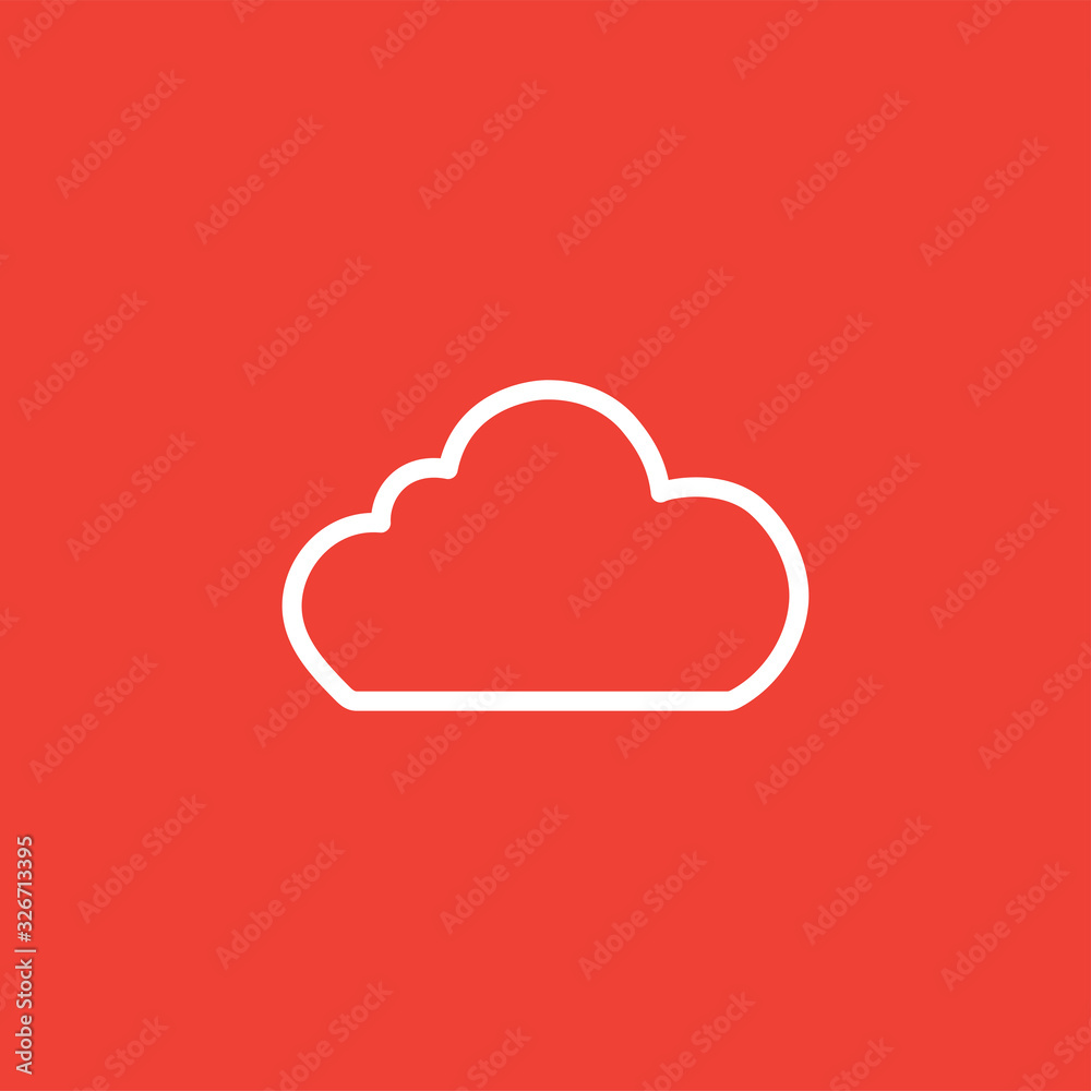 Cloud Line Icon On Red Background. Red Flat Style Vector Illustration. Cloud Line Icon On Red Background. Red Flat Style Vector Illustration.