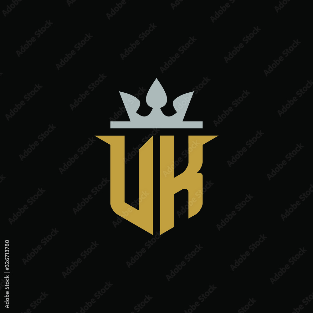 Initial Letter VK with Shield King Logo Design Initial Letter VK with Shield King Logo Design