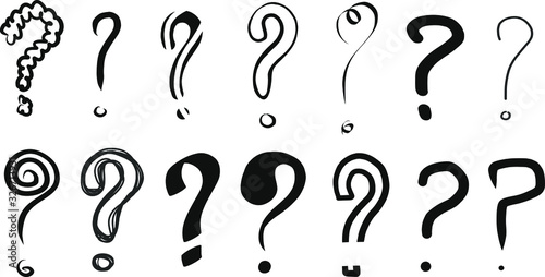 question mark interrogation points hand drawn vector sketches scribbles illustration