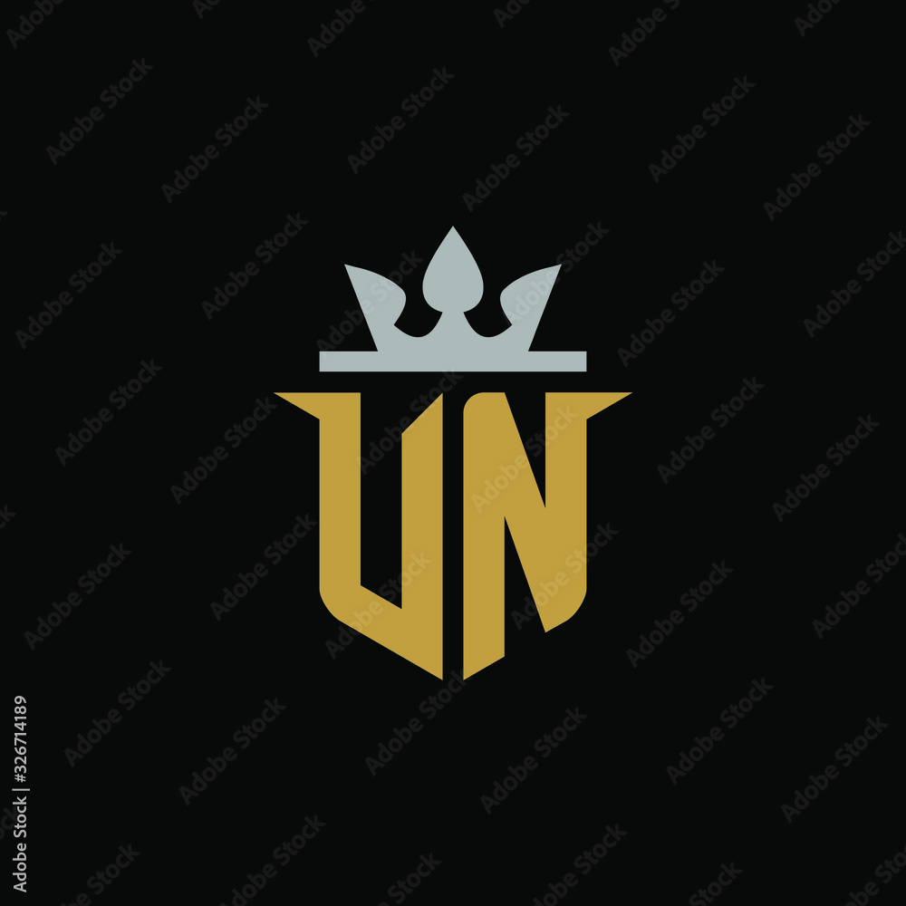 Initial Letter VN with Shield King Logo Design Initial Letter VN with Shield King Logo Design