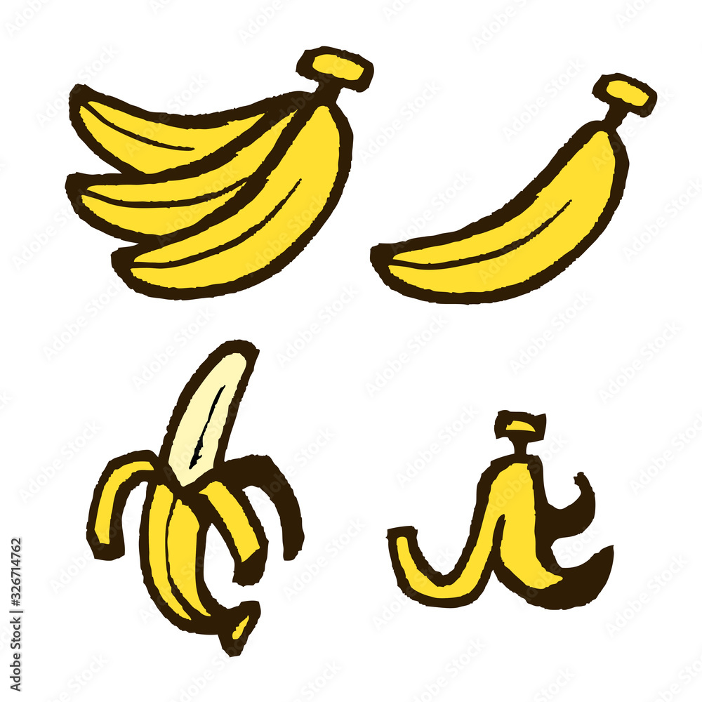バナナのイラスト　４種類