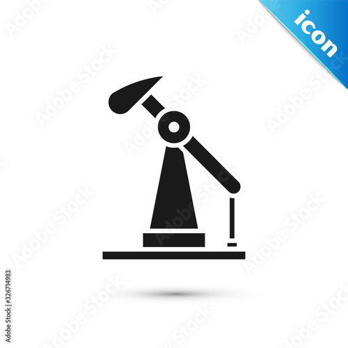 Grey Oil pump or pump jack icon isolated on white background. Oil rig. Vector Illustration