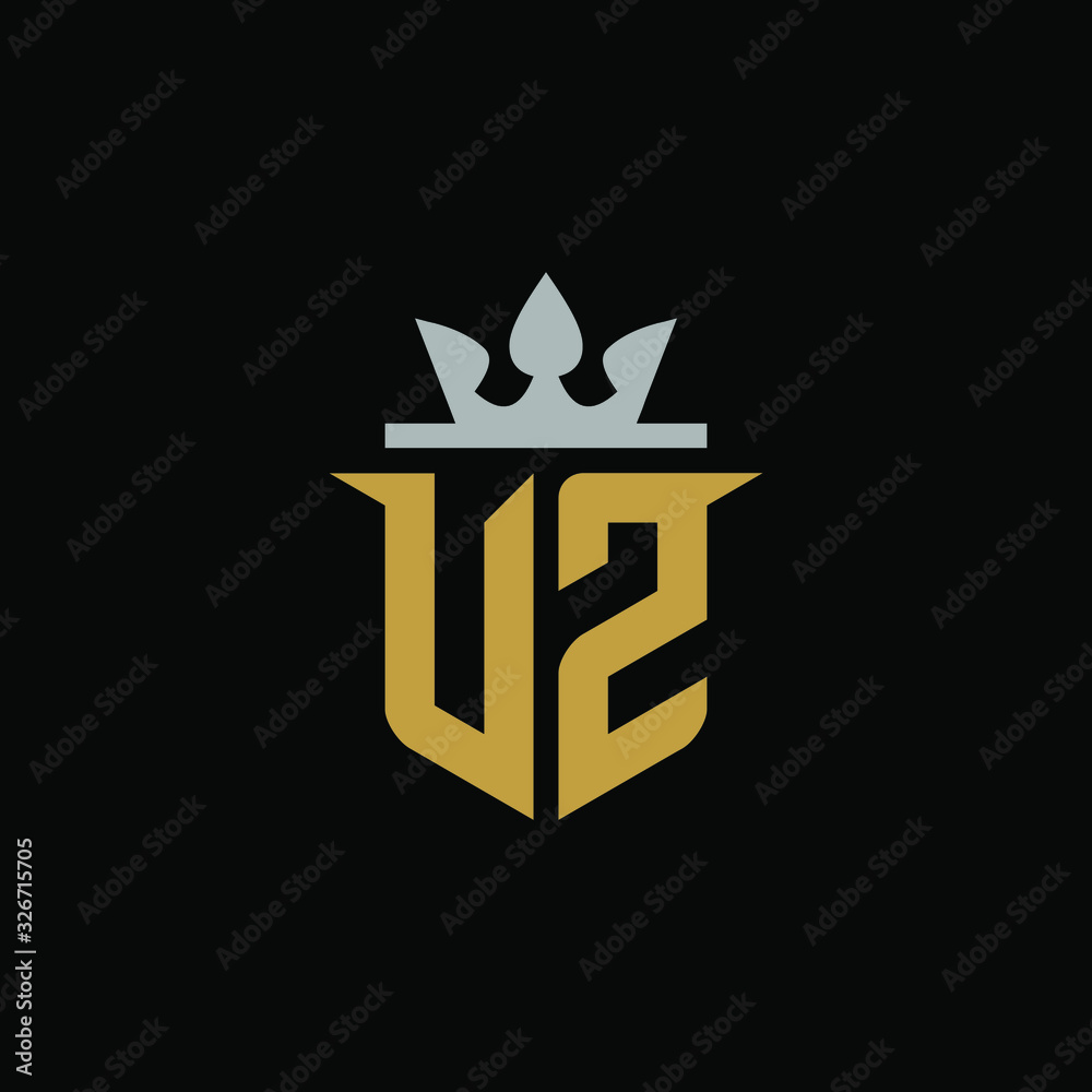 Initial Letter VZ with Shield King Logo Design Initial Letter VZ with Shield King Logo Design