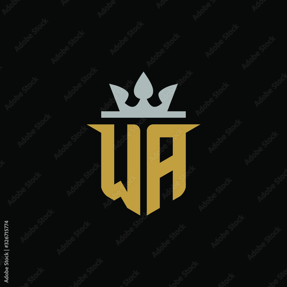Initial Letter WA with Shield King Logo Design Initial Letter WA with Shield King Logo Design