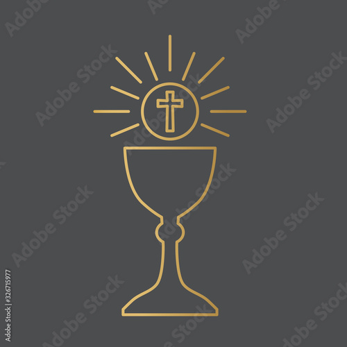 golden holy communion icon- vector illustration