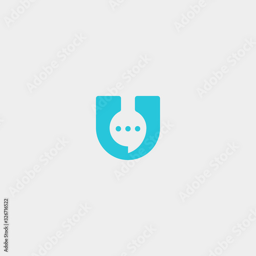 Letter U Chat Logo Design Template Vector