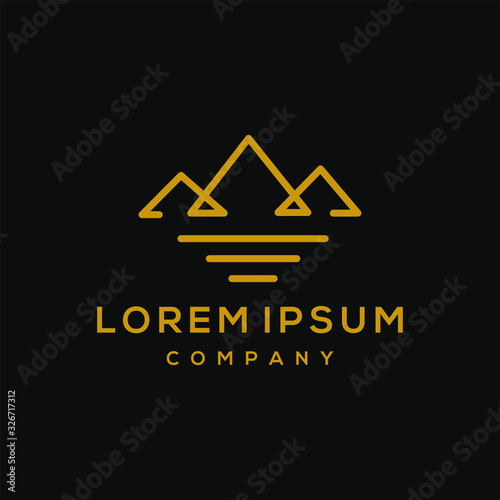 hipster minimal mountain outdoor logo in trendy linear line stroke style for tattoo inspiration