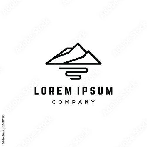 hipster minimal mountain outdoor logo in trendy linear line stroke style for tattoo inspiration