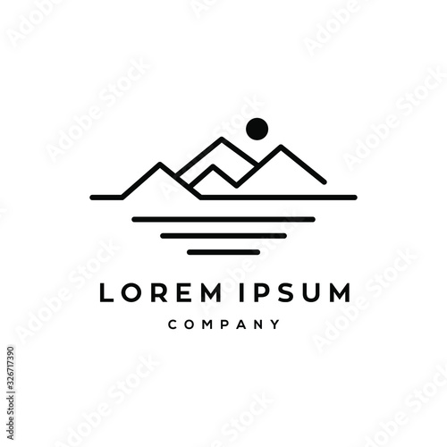 hipster minimal mountain outdoor logo in trendy linear line stroke style for tattoo inspiration