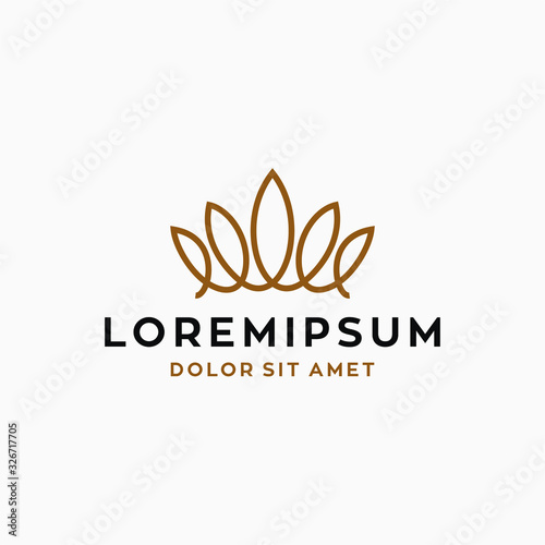 elegant  luxury and simple crown logo icon line outline symbol vector suitable for property hotel business