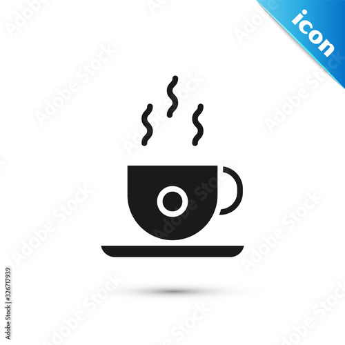 Grey Coffee cup icon isolated on white background. Tea cup. Hot drink coffee. Vector Illustration