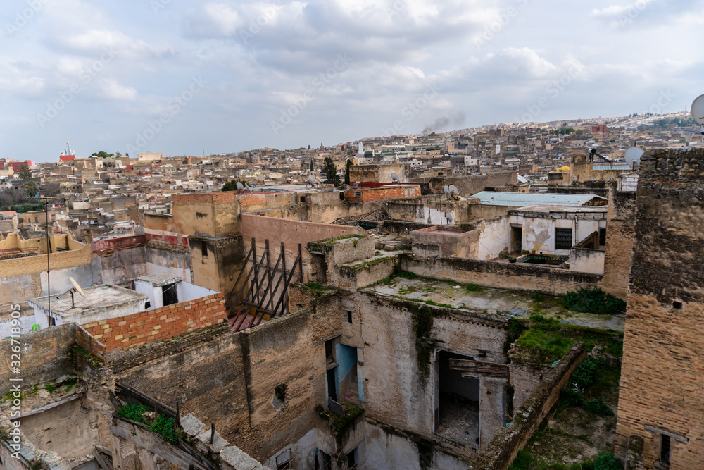 Panorama of the Fes city in Morocco