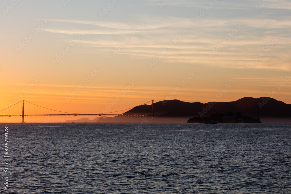 A tranquil twilight settles over the Golden Gate Bridge connecting Marin to San Francisco in California. This west coast urban area, including Oakland and San Jose, is home to about 8 million people.