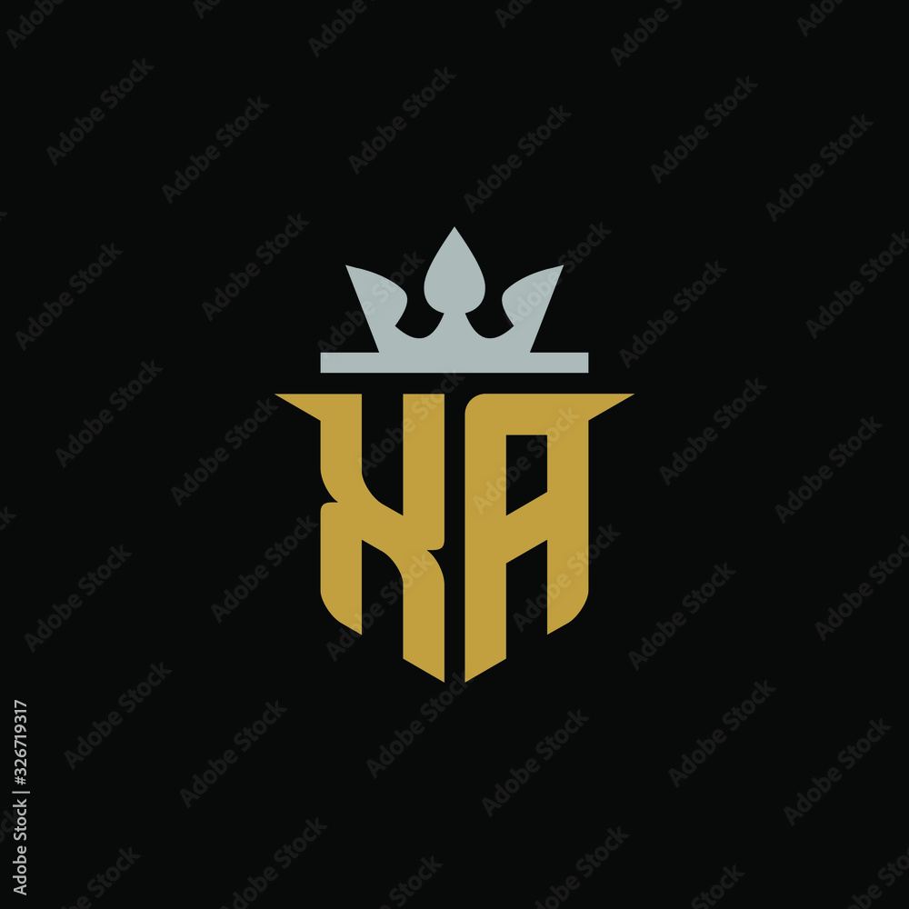 Initial Letter XA with Shield King Logo Design Initial Letter XA with Shield King Logo Design