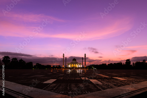 Beautiful central mosque with sunset in songkla , songkla Province, Thailand