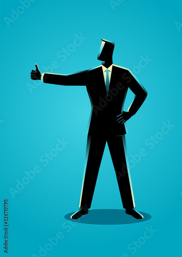 Businessman posing with thumb up