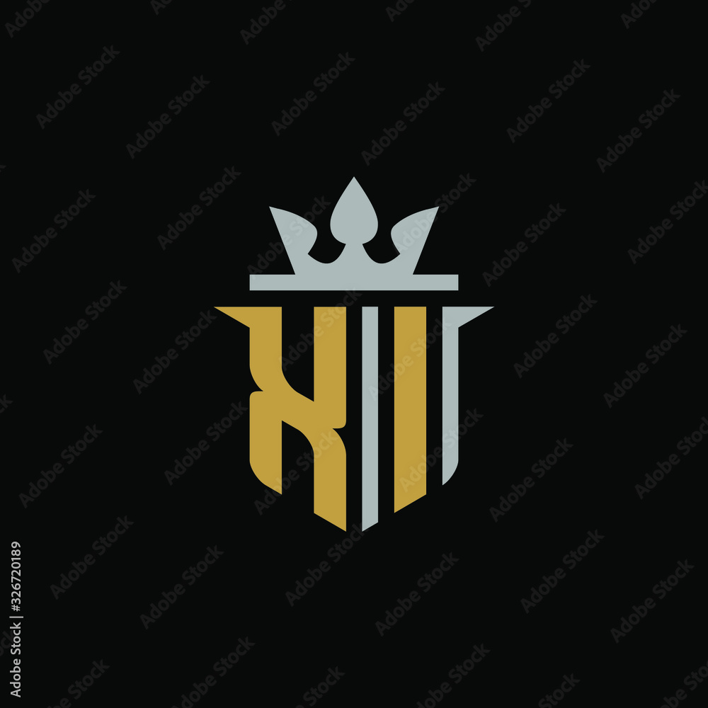 Initial Letter XI with Shield King Logo Design Initial Letter XI with Shield King Logo Design