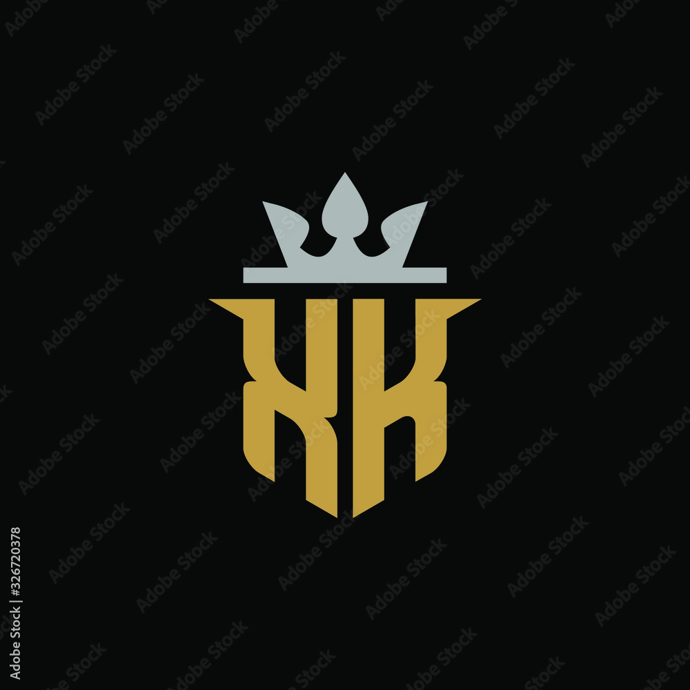 Initial Letter XK with Shield King Logo Design Initial Letter XK with Shield King Logo Design