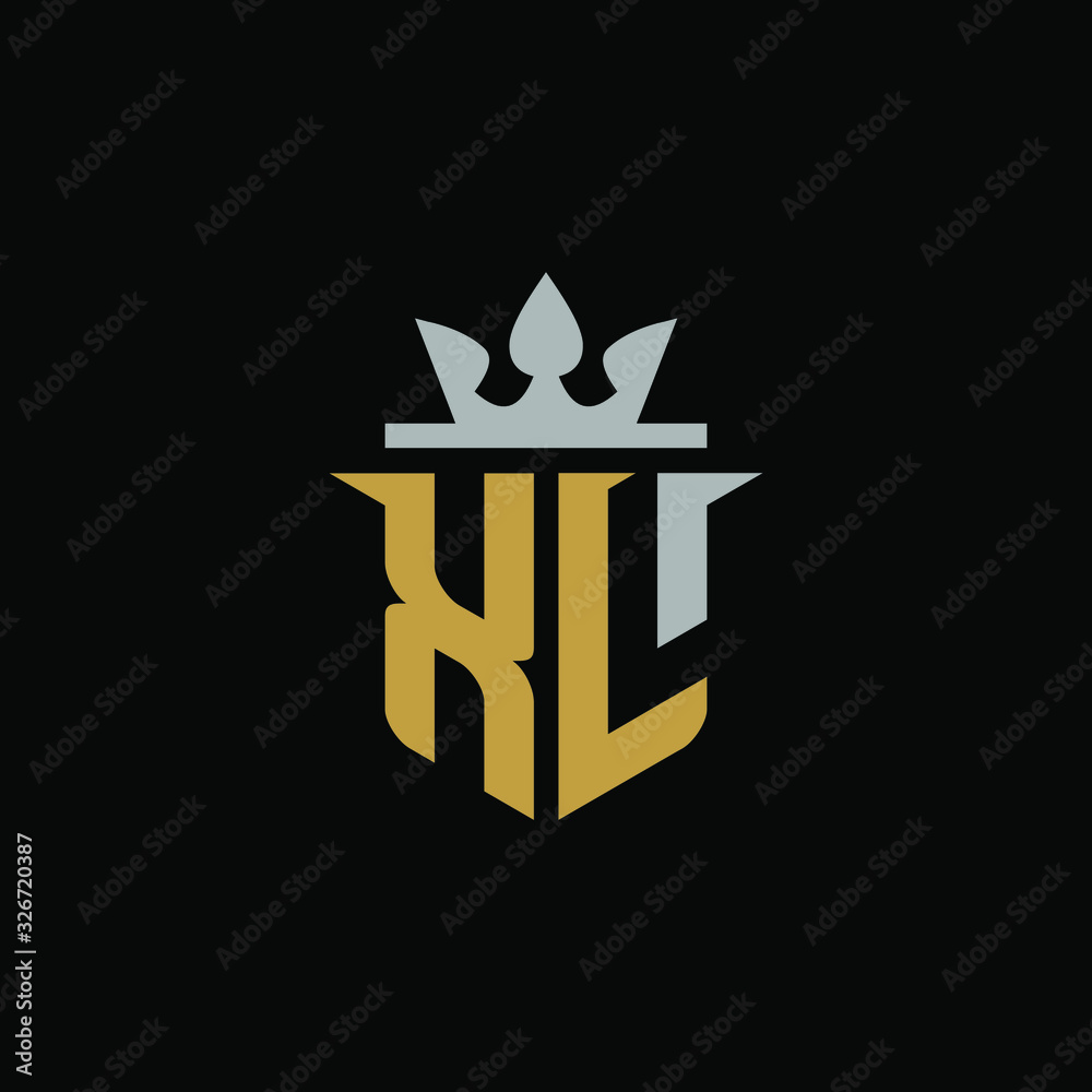 Initial Letter XL with Shield King Logo Design Initial Letter XL with Shield King Logo Design