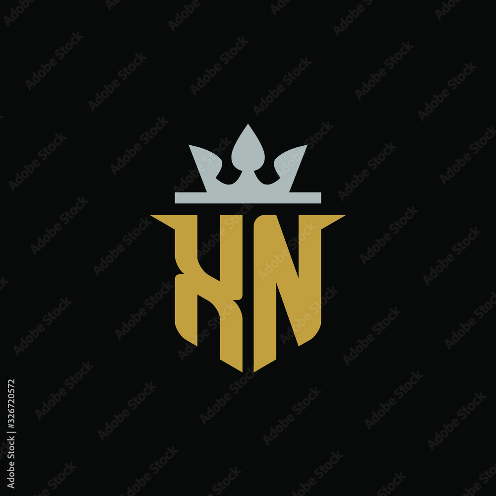Initial Letter XN with Shield King Logo Design Initial Letter XN with Shield King Logo Design