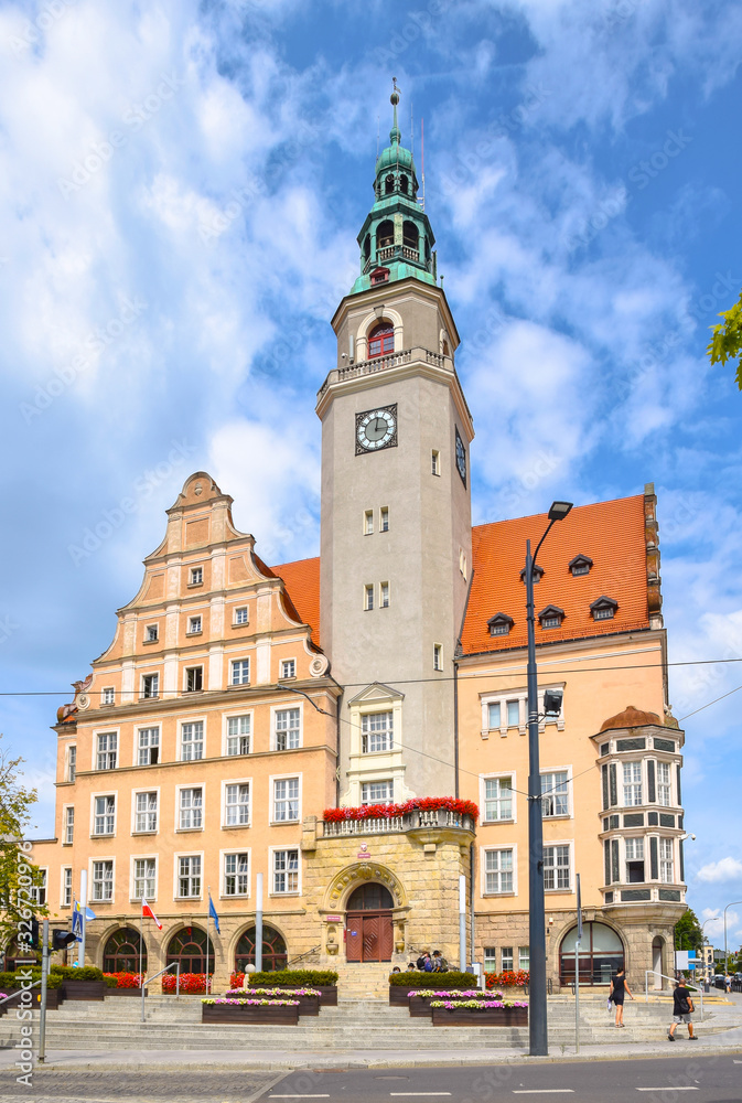 Obraz premium New Town Hall in Olsztyn, seat of the Olsztyn authorities since 1915, Warmian-Masurian Voivodeship, Poland.