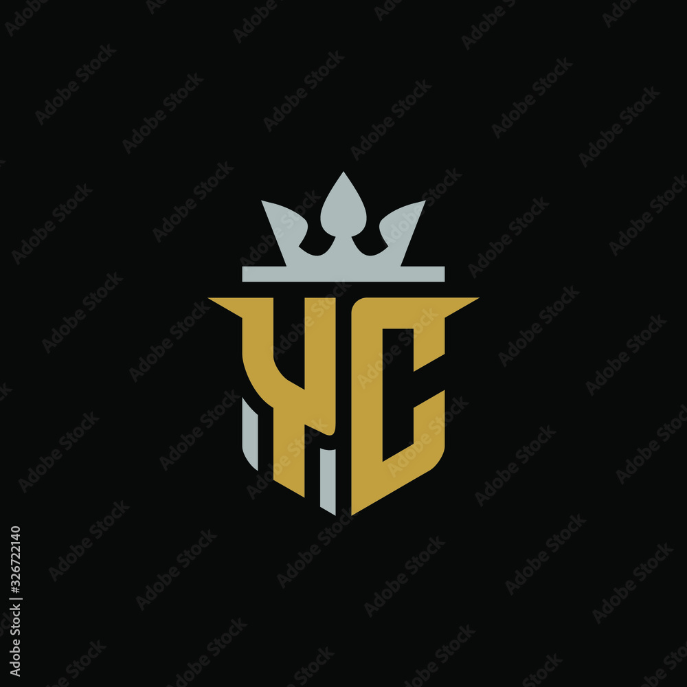 Initial Letter YC with Shield King Logo Design Initial Letter YC with Shield King Logo Design