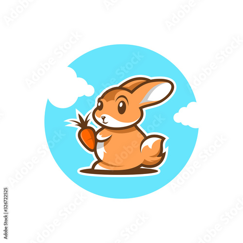 cute rabbit eat carrot illustration