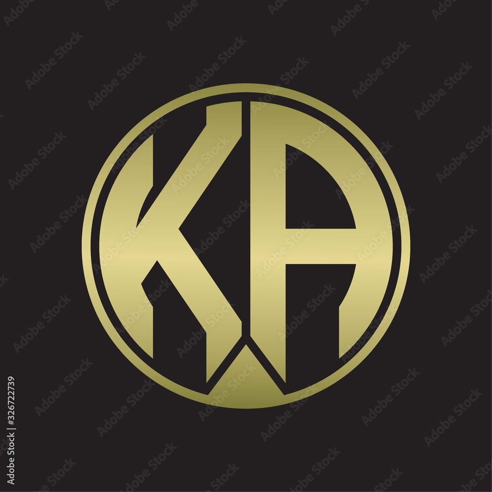 KA Logo monogram circle with piece ribbon style on gold colors KA Logo monogram circle with piece ribbon style on gold colors