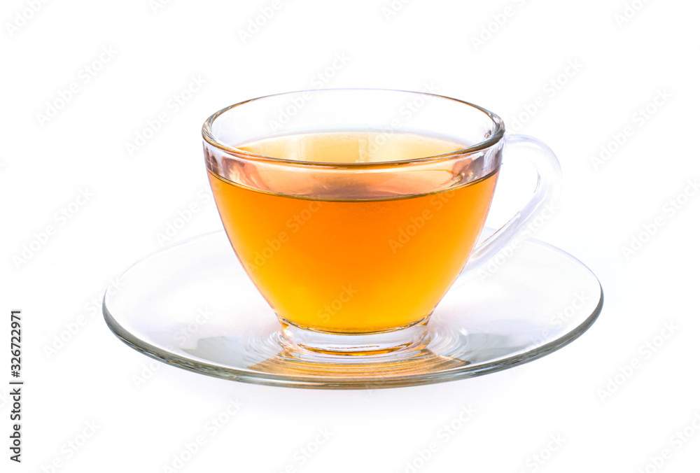 Cup of herbal tea isolated on white background with clipping path. Healthy drinks concepts.