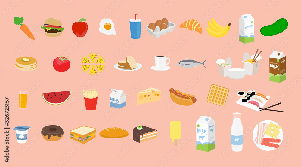 Vector Isolated Set of Food Icons