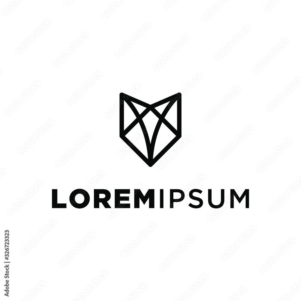 Fototapeta premium geometric fox head logo icon isolated on white background vintage vector design element illustration in trendy linear line minimal style