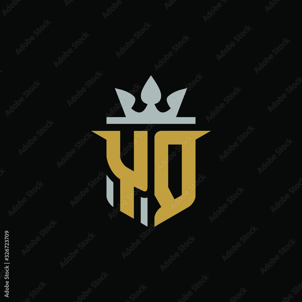 Initial Letter YQ with Shield King Logo Design Initial Letter YQ with Shield King Logo Design