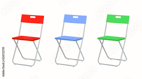 Vector Isolated Folding Chairs Illustration in Different Colors