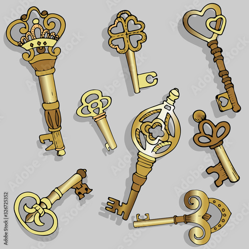 retro key vector logo design template. antiques or old thing icon.